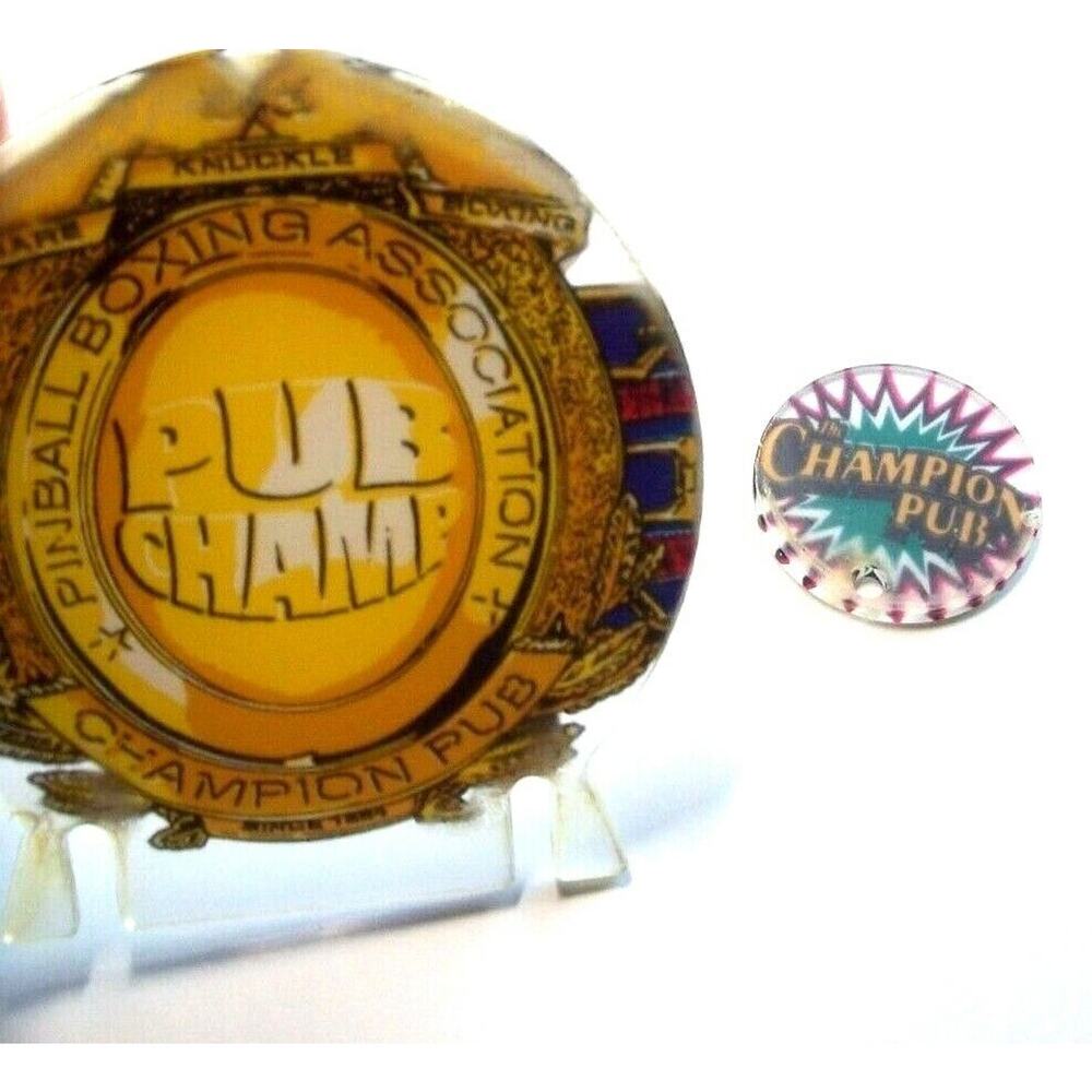 Champion Pub Pinball Promo Plastic Items Display and Keychain No Stands